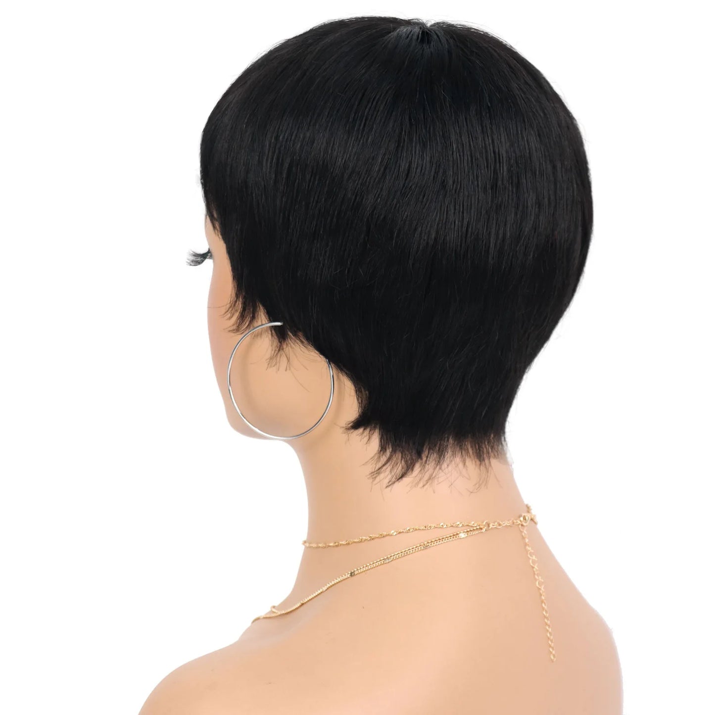 Short Human Hair Wigs with Bangs Short Pixie Wig Human Hair for Women Fashion Full Machine Duby Wig Cheap Black Red  Party Wigs