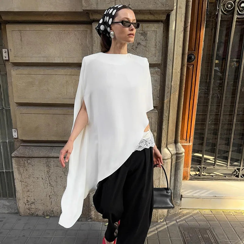 Tossy Fashion White Satin Tank Top For Women Short Sleeve Loose Solid Elegant Commute Autumn 2025 Clothes Female Tanks Tee Top