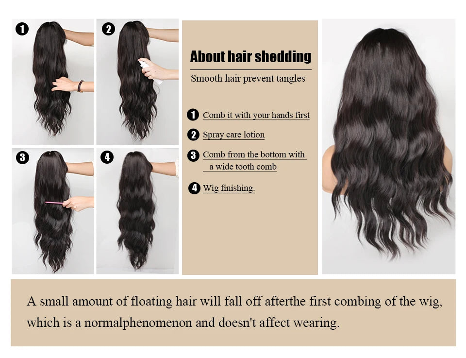 Ombre Blonde Brown Long Body Wave Glueless Synthetic Wig - Middle Part with Highlights