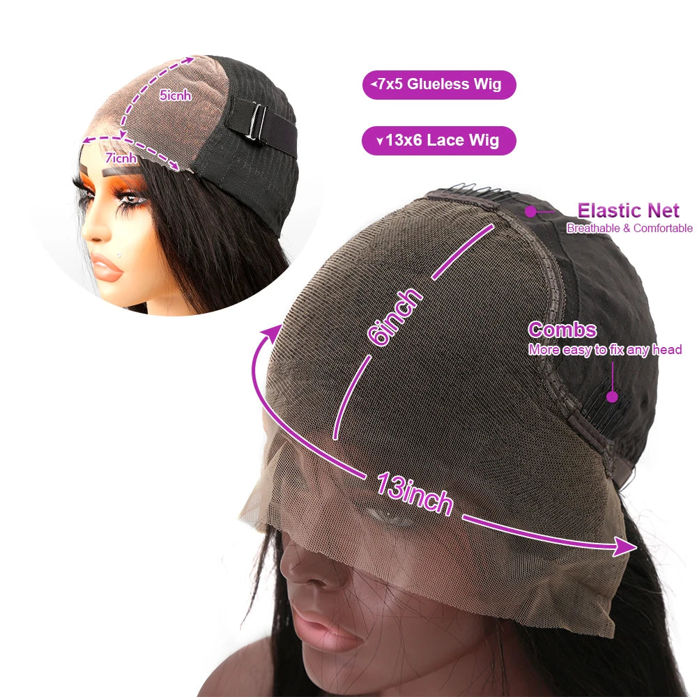 Brazilian Human Hair Bob Wigs Glueless HD Lace Front Wig No Glue Short Bone Straight Lace Frontal Wig Ready to Wear 250 Density