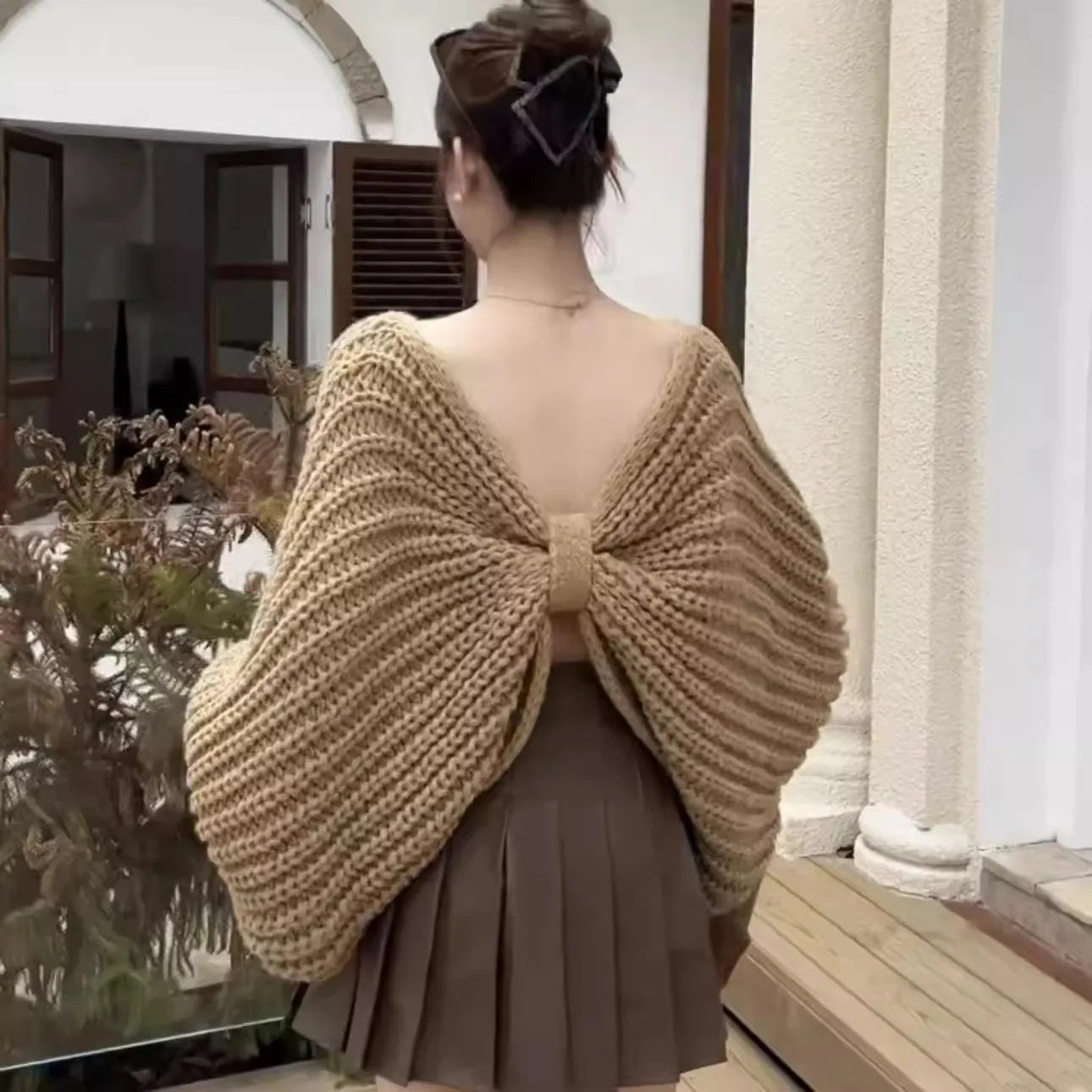 WHITNEY WANG Designer Style 2025 Autumn Winter Fashion Streetwear Butterfly Bow Sweater Women Oversize  Pullover