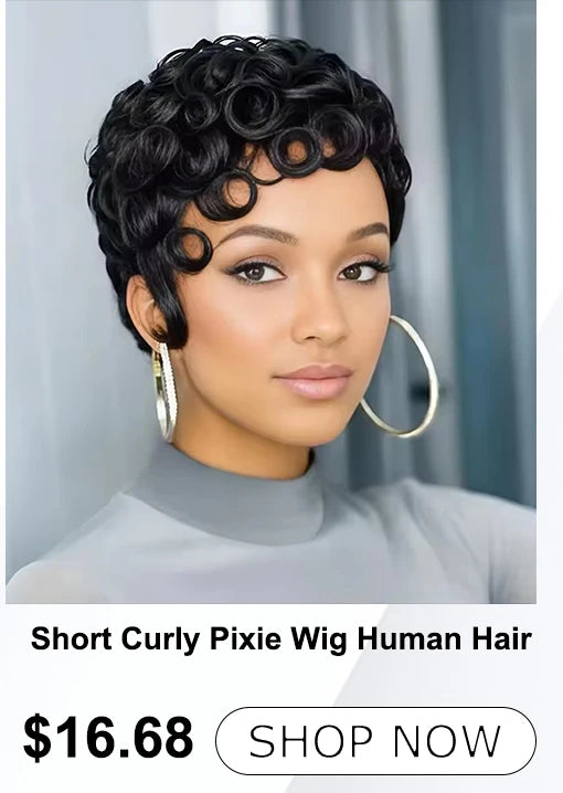 Short Finger Wave Wig for Women Black Pixie Cut Wigs Glueless 100% Human Hair Mommy Wigs Pixie Short Layered Ocean Waves Wig