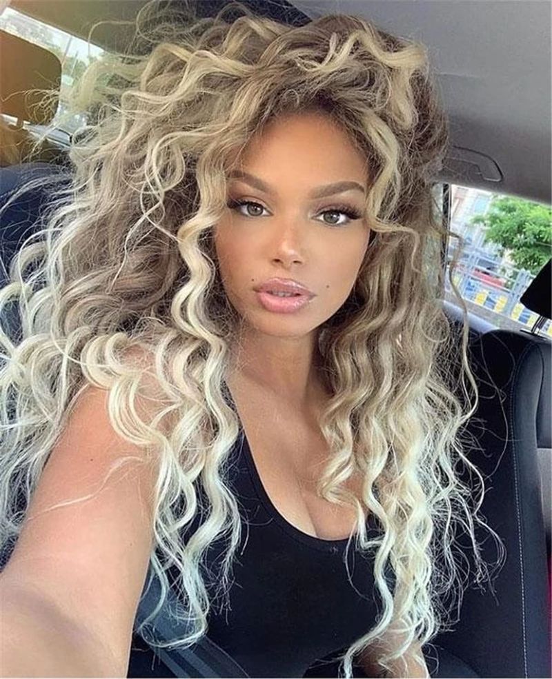 Ombre Blonde Brown Long Wavy Glueless Synthetic Wig - Natural Dimensional Highlights
